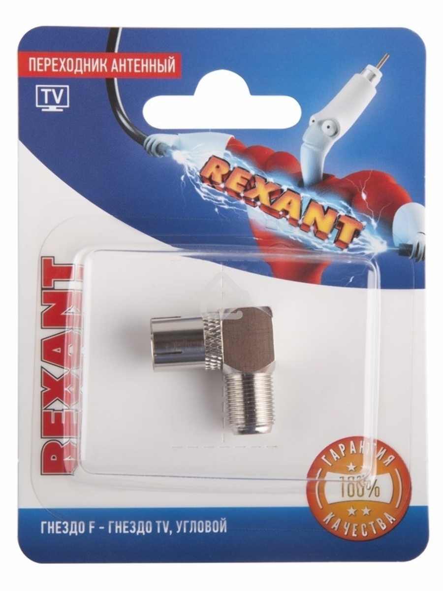 Переходник антенный гнездо F-гнездо TV угловой блист. Rexant 06-0026-A