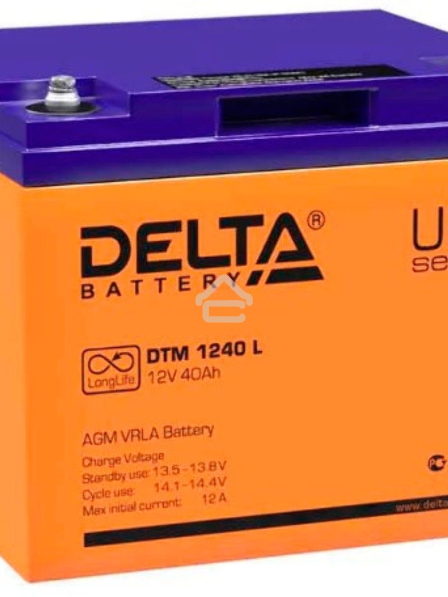 Батарея Delta DTM 1240 L (12V, 40Ah) с увеличенным сроком службы (10 лет)