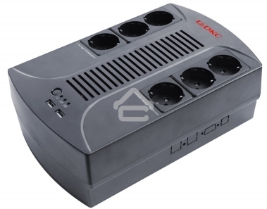 Линейно-интерактивный ИБП ДКС серии Info PDU, 800 ВА/480 Вт, 1/1, 6xSchuko, USB для зарядки (2), USB + RJ11, 1x8Aч