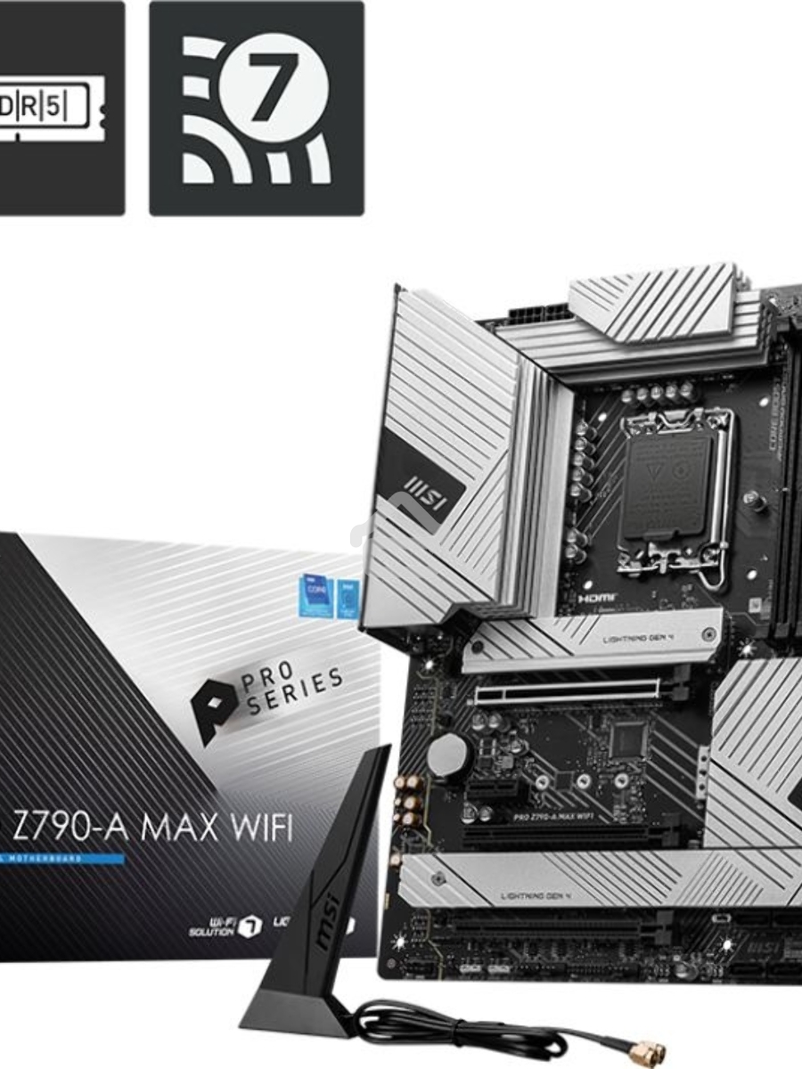 Материнская плата MSI PRO Z790-A MAX WIFI, LGA 1700, Intel Z790, 4xDDR5, 6xSATA, 4xM.2, 1xPCI-E 5.0 x16, 1xPCI-E 4.0 x16, 1xPCI-E 3.0 x16, 1xPCI-E x1, 1xHDMI, 1xDP, 1x2.5Gb LAN, 2xUSB-A 2.0, 2xUSB-A 3.2 Gen 1, 3xUSB-A 3.2 Gen 2, 1xUSB-C 3.2 Gen 2x2, 5x3.5