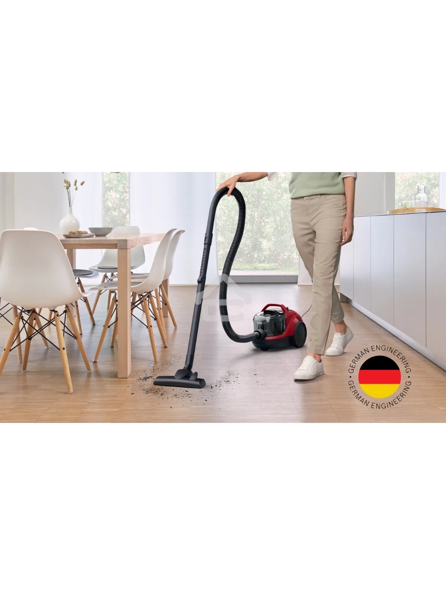 Пылесос Bosch BGS21WX200 красный, 2000 Вт, уборка сухая, пылесборник контейнер, 2 л