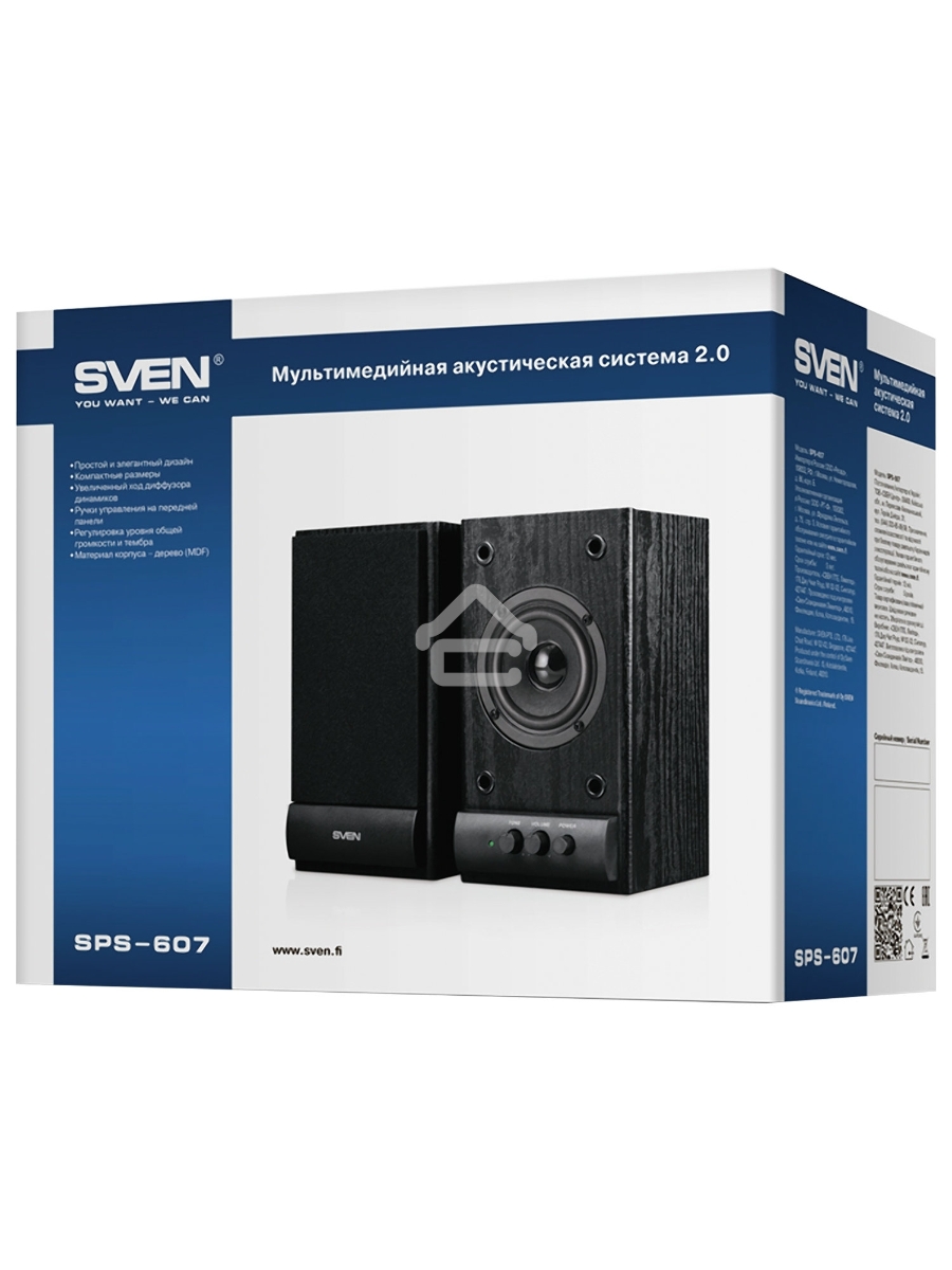 Колонки Sven SPS-607 2.0 черный 6Вт