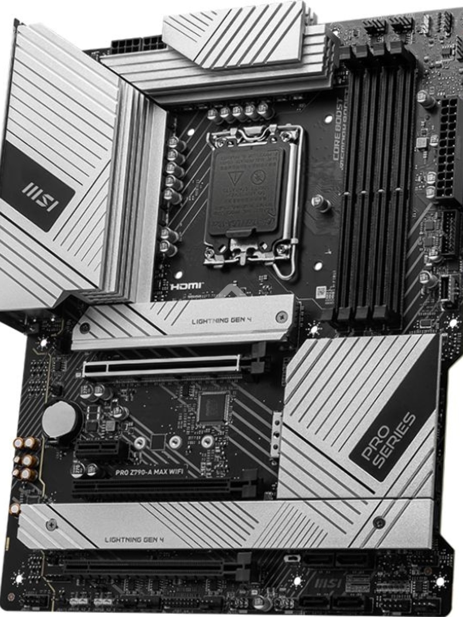 Материнская плата MSI PRO Z790-A MAX WIFI, LGA 1700, Intel Z790, 4xDDR5, 6xSATA, 4xM.2, 1xPCI-E 5.0 x16, 1xPCI-E 4.0 x16, 1xPCI-E 3.0 x16, 1xPCI-E x1, 1xHDMI, 1xDP, 1x2.5Gb LAN, 2xUSB-A 2.0, 2xUSB-A 3.2 Gen 1, 3xUSB-A 3.2 Gen 2, 1xUSB-C 3.2 Gen 2x2, 5x3.5