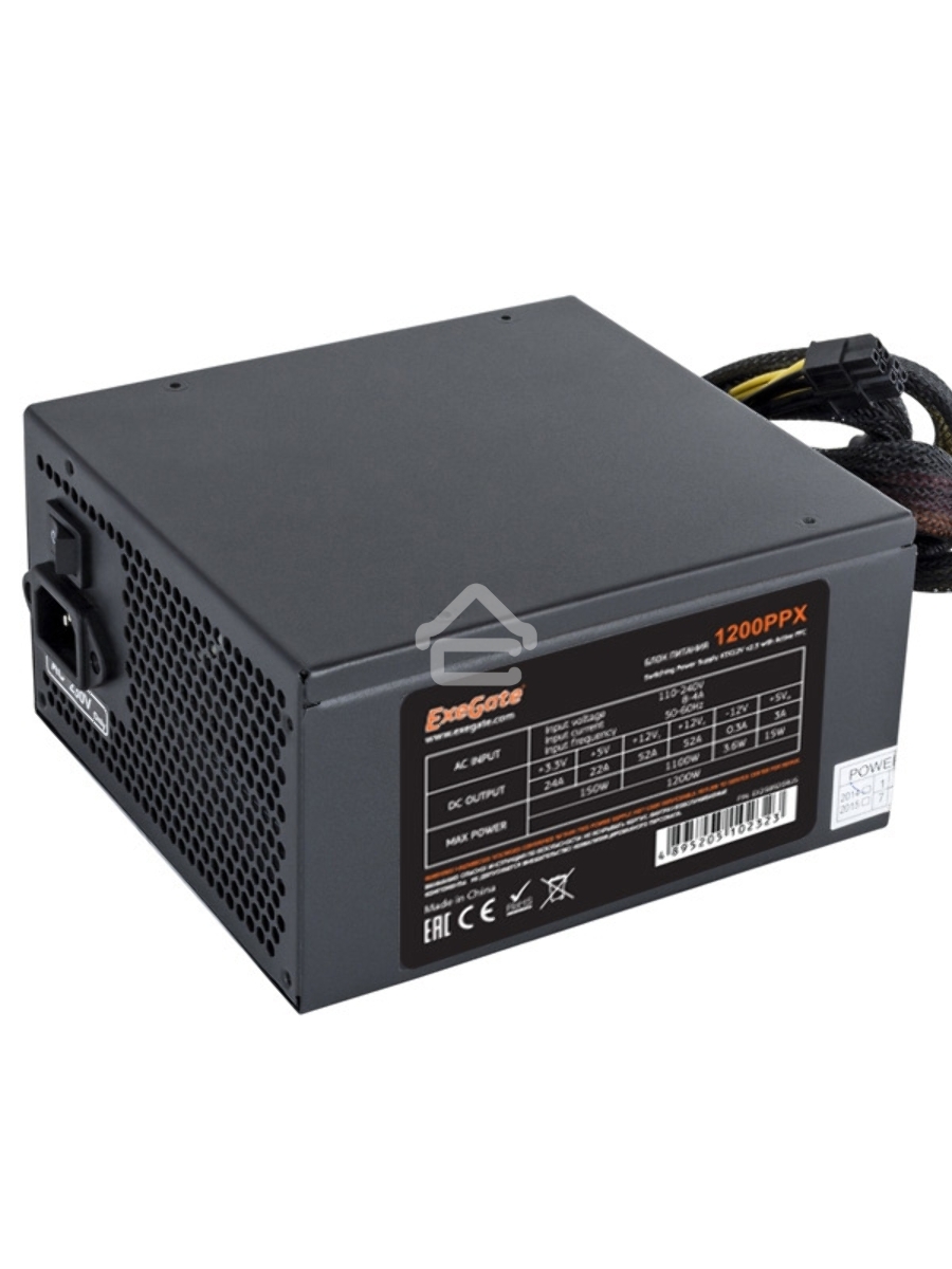 Блок питания Exegate 1200PPX RTL (EX258920RUS-S), 1200Вт, 80 PLUS, 140мм, модульный, черный