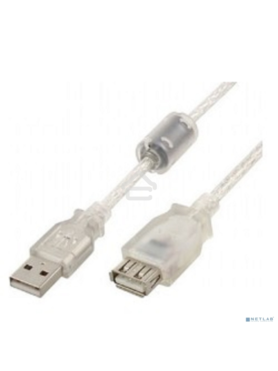 Кабель Cablexpert USB2.0 Pro, AM/AF, 3м, экран, 2 феррит.кольца, прозрачный (CCF-USB2-AMAF-TR-10)