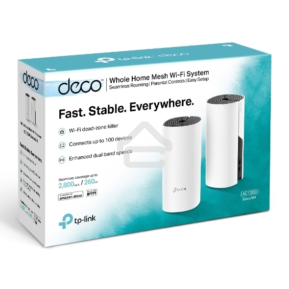 Роутер беспроводной TP-Link DECO M4 (DECO M4(2-PACK)) AC1200 10/100/1000BASE-TX (упак.:2шт)