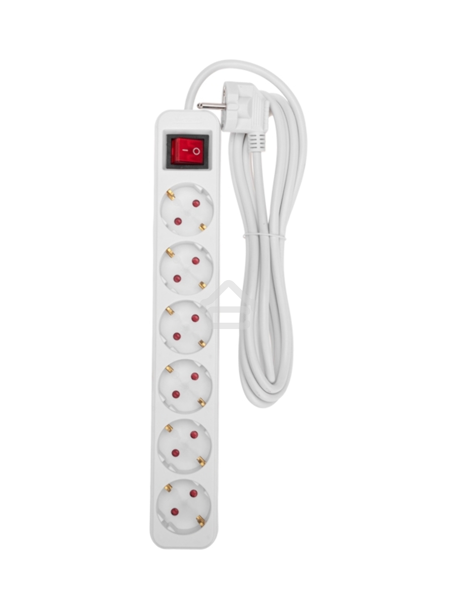 Удлинитель STANDARD 6 гнезд, 3м, 3х1,0мм², с/з, с выключателем, белый Rexant