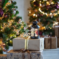 Декоративный фонарь Neon-night с шариками 12х12х20,6 см, черный корпус, теплый белый цвет свечения