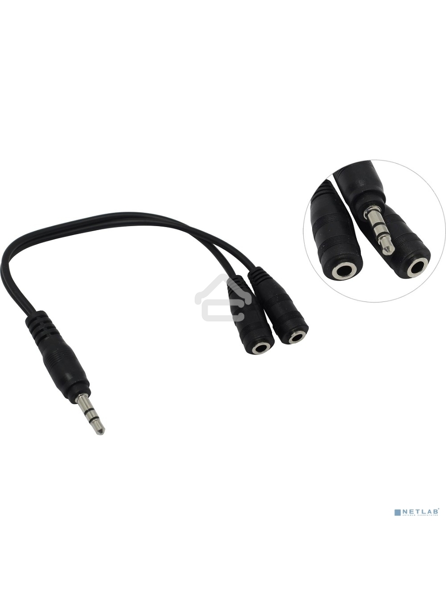 Кабель-разветвитель аудио Exegate EX284946RUS EX-CCA-415-0.3 (3.5mm Jack M/2x3.5mm Jack F, 0,3м)