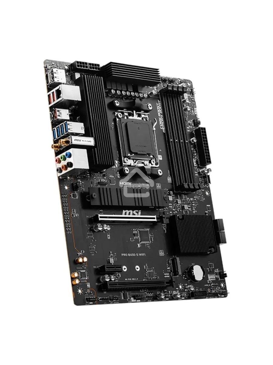 Материнская плата MSI PRO B650-S WIFI, AM5, AMD B650, 4xDDR5, 4xSATA, 2xM.2, 1xPCI-E 4.0 x16, 1xPCI-E 4.0 x4, 1xHDMI, 1xDP, 1x2.5Gb LAN, 3xUSB 3.2 Gen 1, 3xUSB 3.2 Gen 2, 6x3.5 мм, 7.1, Standard-ATX