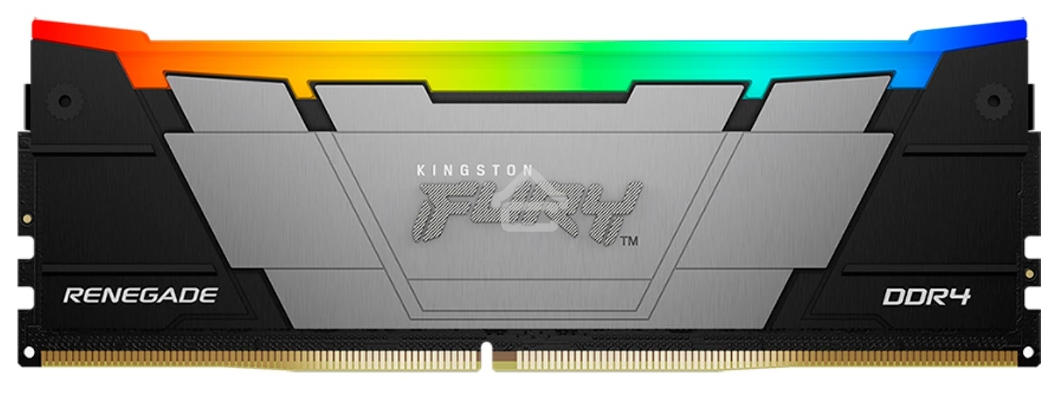 Оперативная память Kingston Fury Renegade, DDR4, 32GB (1x32GB), 3200MHz, CL16, DIMM, с радиатором, RGB, серебристый/черный