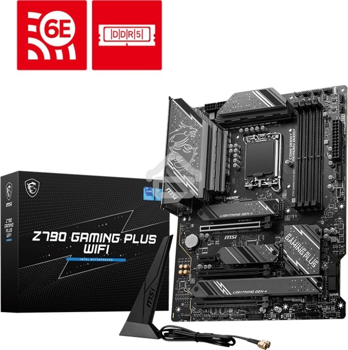 Материнская плата MSI Z790 GAMING PLUS WIFI, LGA 1700, 4xDDR5, 1xPCIe 5.0 x16, 1xPCIe 4.0 x16, 4xM.2, 6xSATA, 1xHDMI, 1xDP, 2.5 Gigabit Ethernet, 7.1 аудио, ATX
