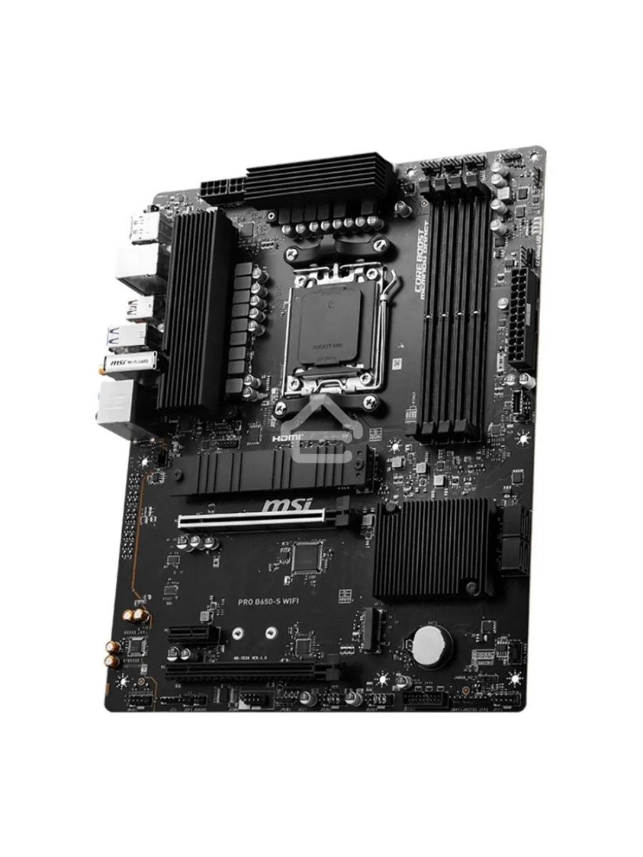 Материнская плата MSI PRO B650-S WIFI, AM5, AMD B650, 4xDDR5, 4xSATA, 2xM.2, 1xPCI-E 4.0 x16, 1xPCI-E 4.0 x4, 1xHDMI, 1xDP, 1x2.5Gb LAN, 3xUSB 3.2 Gen 1, 3xUSB 3.2 Gen 2, 6x3.5 мм, 7.1, Standard-ATX