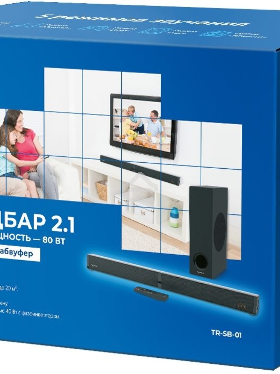 Саундбар Триколор TR-SB-01 2.1 80Вт+40Вт черный