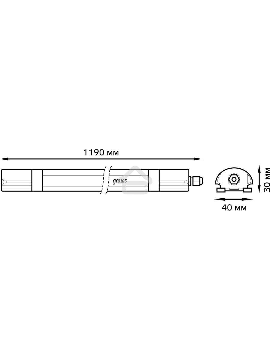 Светильник LED ДСП 36Вт 6500К IP65 линейный мат. (аналог ЛСП 2х36Вт) Gauss 143425336