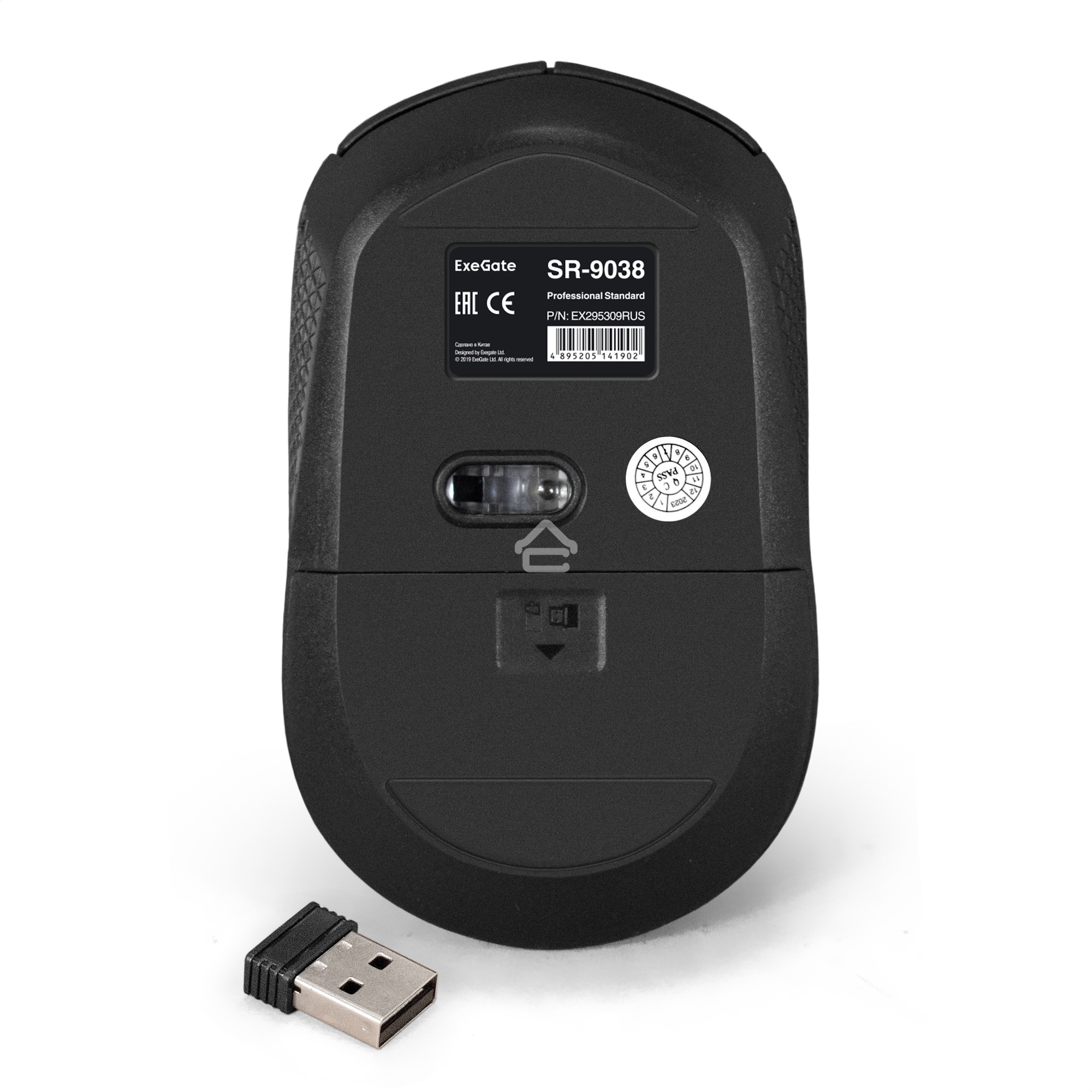Мышь беспроводная ExeGate Professional Standard SR-9038 черный, 1200 dpi, радиоканал, USB, кнопки - 3