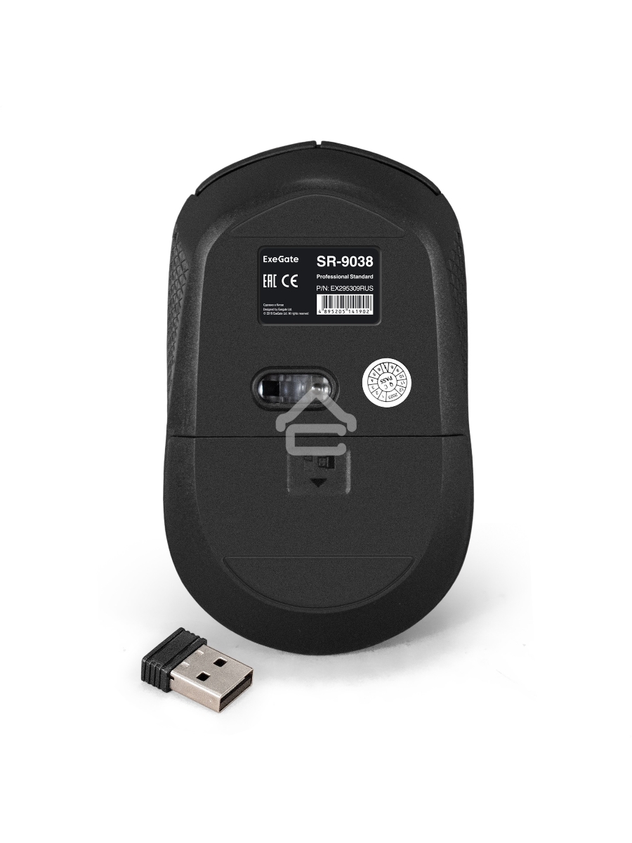 Мышь беспроводная ExeGate Professional Standard SR-9038 черный, 1200 dpi, радиоканал, USB, кнопки - 3