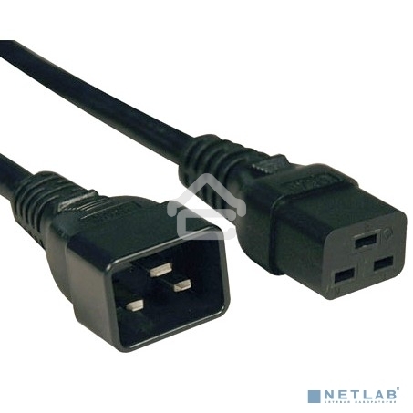 Кабель питания IEC 320 C19 - IEC 320 C20 (3x1.5), 16A, прямая вилка, 1м, черный Hyperline PWC-IEC19-IEC20-1.0-BK