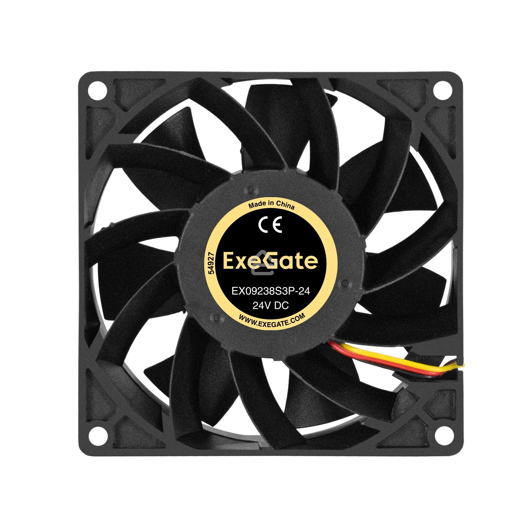 Вентилятор для корпуса ExeGate EX09238S3P-24 черный, 92 мм, 4500 об/мин, 48.3 дБ, 3 pin