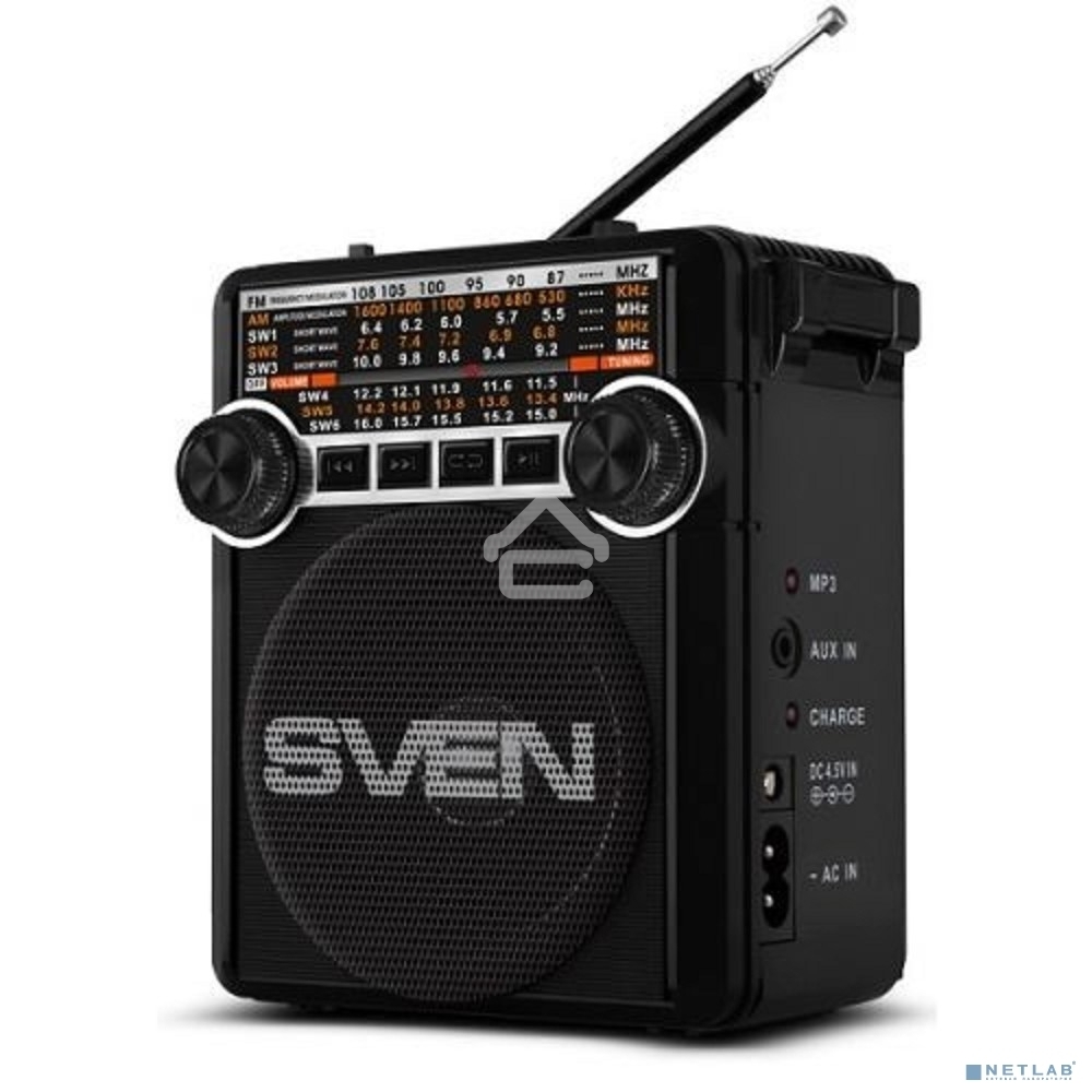 Радиоприемник АС SVEN SRP-355, черный (3 Вт, FM/AM/SW, USB, SD/microSD, фонарь, встроенный аккумулятор) АС SVEN SRP-355, черный (3 Вт, FM/AM/SW, USB, SD/microSD, фонарь, встроенный аккумулятор)
