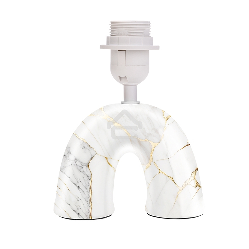 Светильник декоративный настольный Rexant Форте, основание дуга под золотой мрамор, бежевый абажур, цоколь Е27, 60Вт