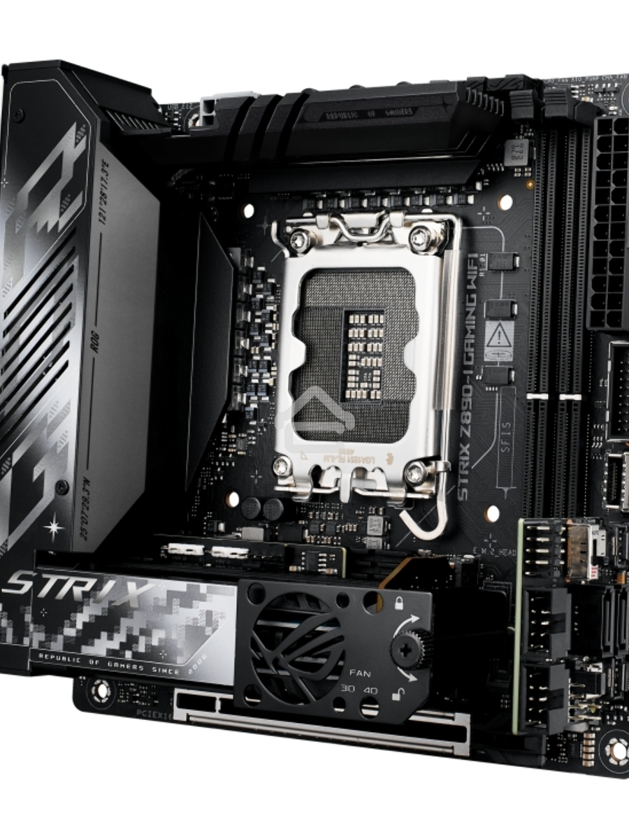 Материнская плата ASUS ROG STRIX Z890-I GAMING WIFI, LGA1851, Intel Z890, 2xDDR5, 2xSATA, 2xM.2, 1xPCI-E 5.0 x16, 1xHDMI, 2xThunderbolt 4, 1x2.5Gb LAN, 9xUSB-A, 1xUSB-C, 5.1, Mini-ITX