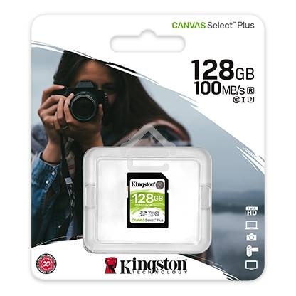 Флеш карта SDHC 128Gb Class10 Kingston <SDS2/128Gb>, Canvas Select 100R CL10 UHS-I