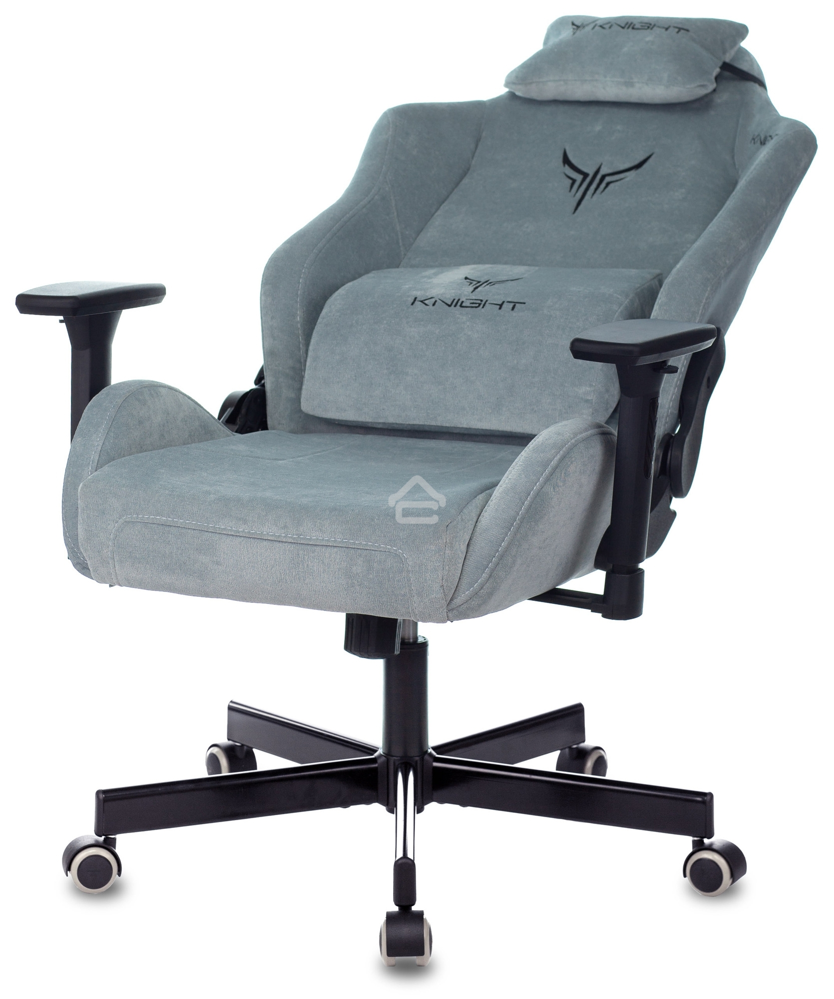 Кресло игровое Бюрократ Knight N1 Fabric серо-голубой Light-28 с подголов. крестовина металл