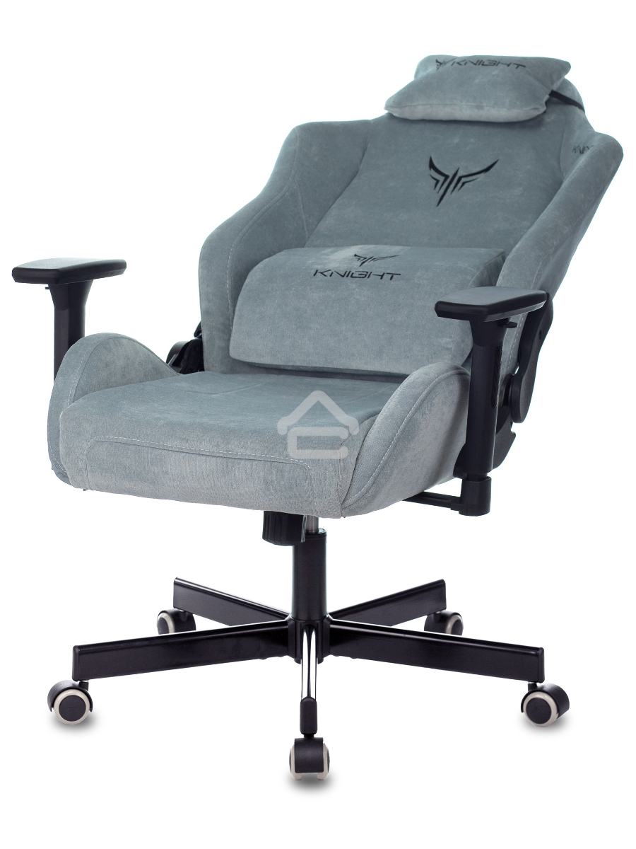 Кресло игровое Knight N1 Fabric серо-голубой Light-28 с подголов. крестовина металл