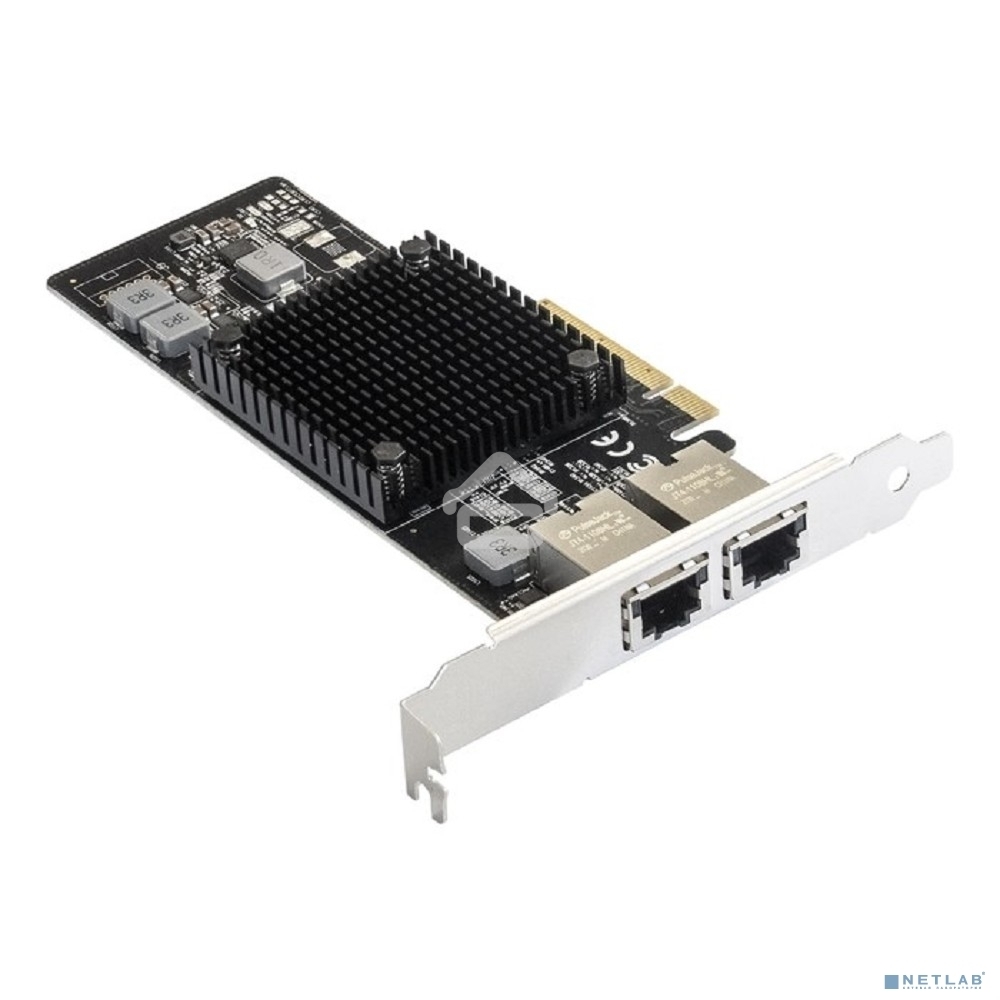 Сетевой адаптер ExeGate EXE-X550-T2 (PCI-E x8 v3.0, порты 2xRJ45 (медные), 10Gb/s (10/5/2.5/1Gb/s, 100Mb/s), Server NIC Intel Chipset X550)