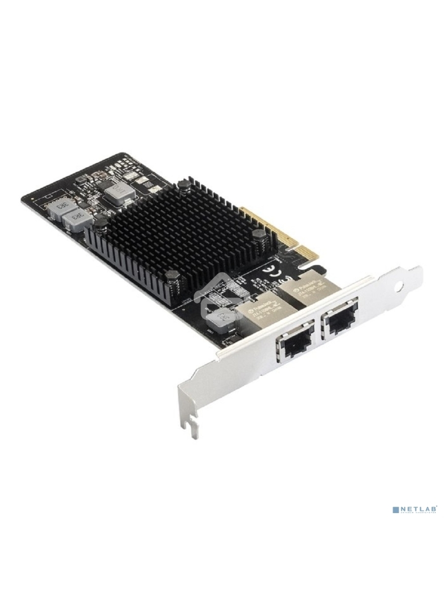 Сетевой адаптер ExeGate EXE-X550-T2 (PCI-E x8 v3.0, порты 2xRJ45 (медные), 10Gb/s (10/5/2.5/1Gb/s, 100Mb/s), Server NIC Intel Chipset X550)