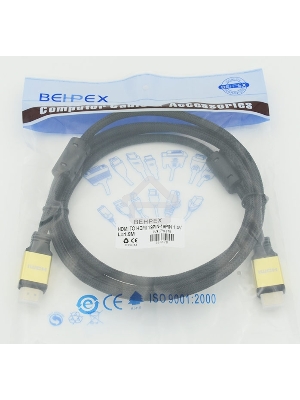 Кабель HDMI Behpex Ver.1.4 Gold jack HDMI(19pin)/HDMI(19pin) 1.8м феррит.кольца позолоченные контакты