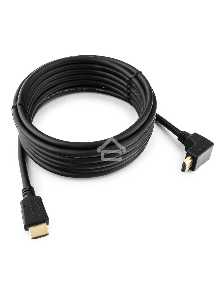 Кабель Cablexpert HDMI CC-HDMI490-15, 19M/19M, v2.0, медь, позол.разъемы, экран, угловой, 4.5м, черный, пакет