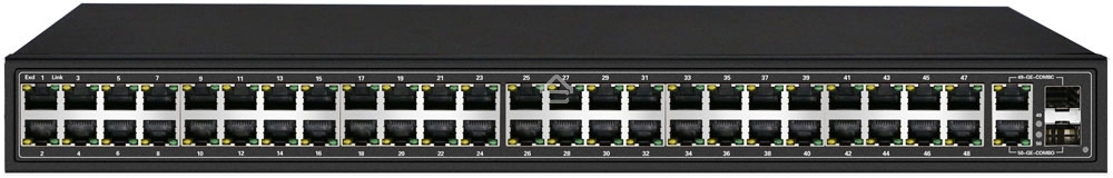 Коммутатор OSNOVO SW-64822(700W) 48 портовый PoE коммутатор, 48*10/100 Base-T PoE, 2*GE Combo Uplink, PoE на порт до 30W, суммарная мощность PoE до 700W