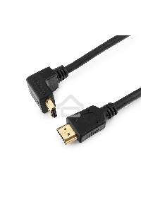 Кабель Cablexpert HDMI CC-HDMI490-15, 19M/19M, v2.0, медь, позол.разъемы, экран, угловой, 4.5м, черный, пакет
