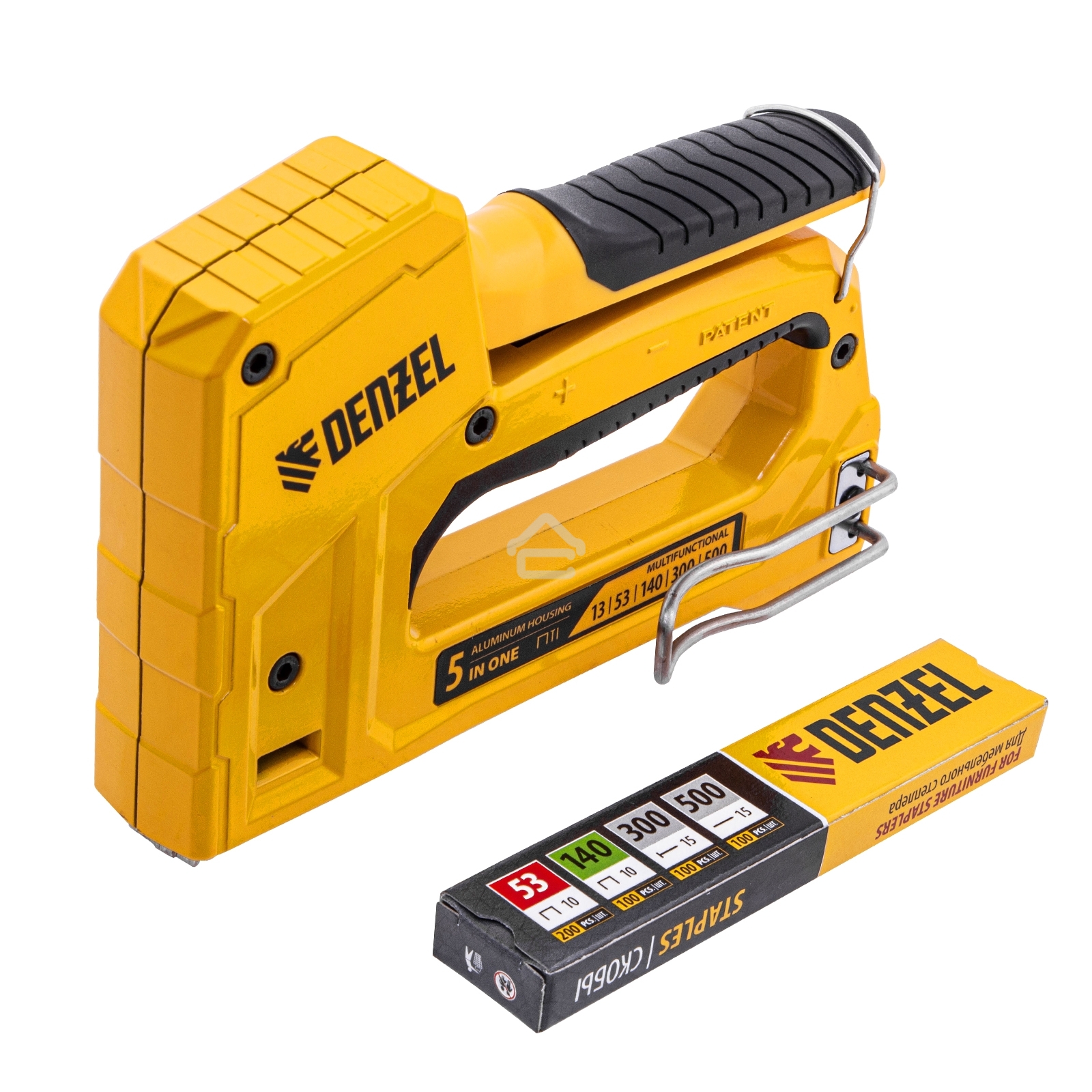 Степлер мебельный Denzel тип 53 и 13, 6-14мм, тип 140, 10-14мм, тип 300, 15мм, тип 500, 15мм