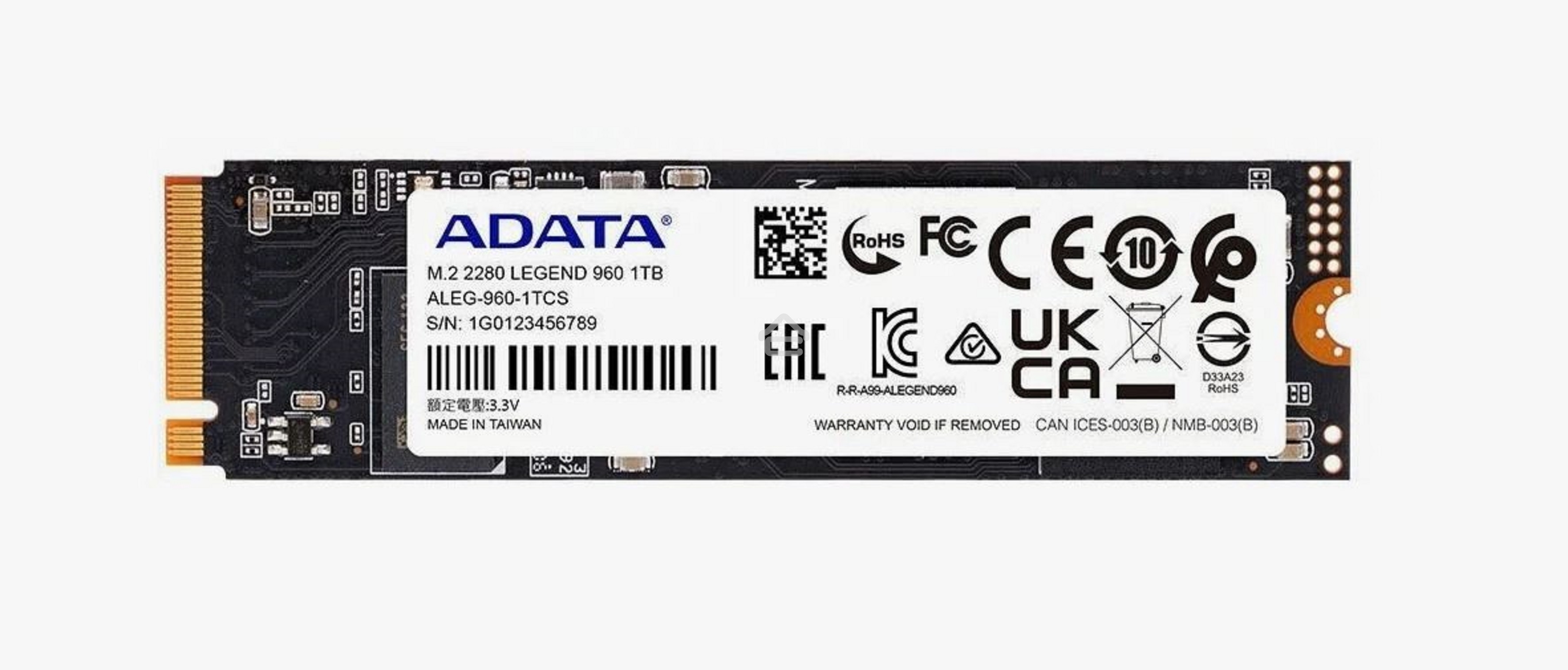 Накопитель SSD ADATA LEGEND 960, 1Tb, PCIe 4.0 x4, M.2 2280, NVMe, R/W 7400/6000, с радиатором
