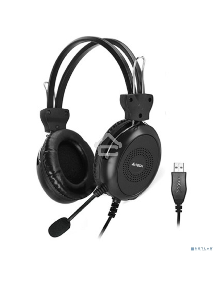 Наушники с микрофоном A4Tech HU-30 черный 2м накладные USB оголовье