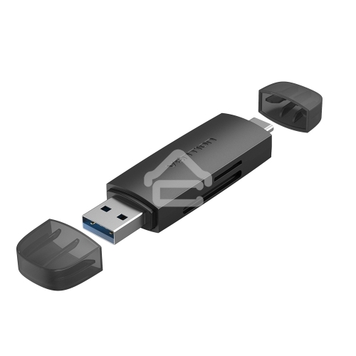 Кард-ридер Vention USB 3.0 A+C (SD+TF) черный