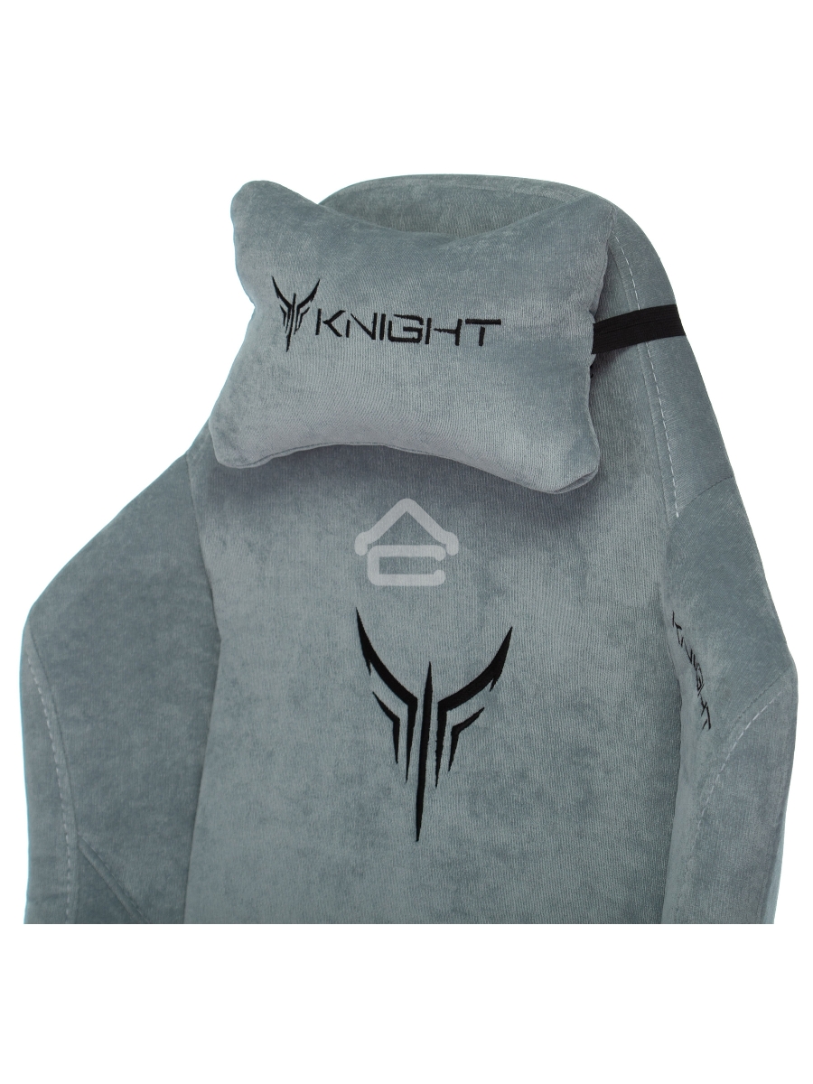 Кресло игровое Knight N1 Fabric серо-голубой Light-28 с подголов. крестовина металл