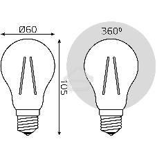 Лампа cветодиодная Gauss Filament А60 15W 1450lm 4100К Е27 LED 1/10/40