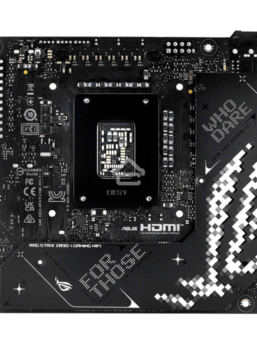 Материнская плата ASUS ROG STRIX Z890-I GAMING WIFI, LGA1851, Intel Z890, 2xDDR5, 2xSATA, 2xM.2, 1xPCI-E 5.0 x16, 1xHDMI, 2xThunderbolt 4, 1x2.5Gb LAN, 9xUSB-A, 1xUSB-C, 5.1, Mini-ITX