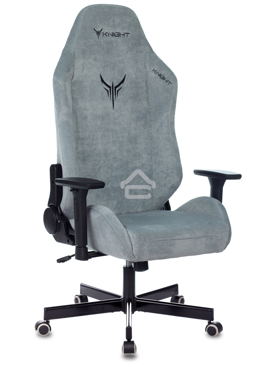 Кресло игровое Knight N1 Fabric серо-голубой Light-28 с подголов. крестовина металл