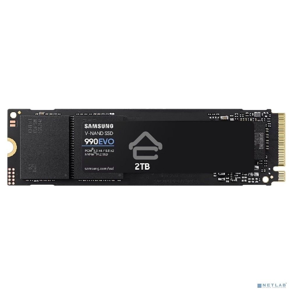 Накопитель SSD Samsung 990 EVO, 2000Gb, PCIe 4.0 x4, M.2 2280, NVMe, R/W 5000/4200