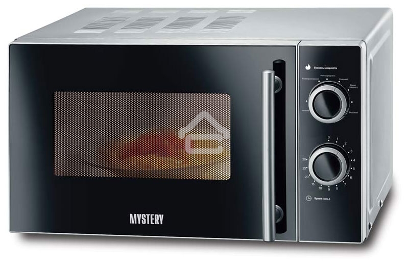 Микроволновая печь Mystery MMW-2032 серебристый, 20 л, 800 Вт, переключатели - поворотный механизм