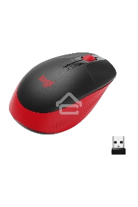 Мышь беспроводная Logitech M190 черный/красный, 1000 dpi, радиоканал, USB, кнопки - 3