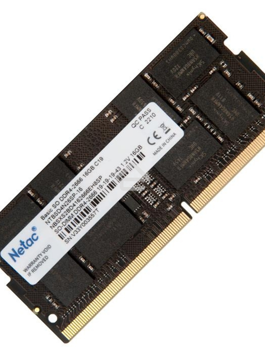 Оперативная память NETAC Basic, DDR4, 16GB (1x16GB), 2666MHz, CL19, SO-DIMM