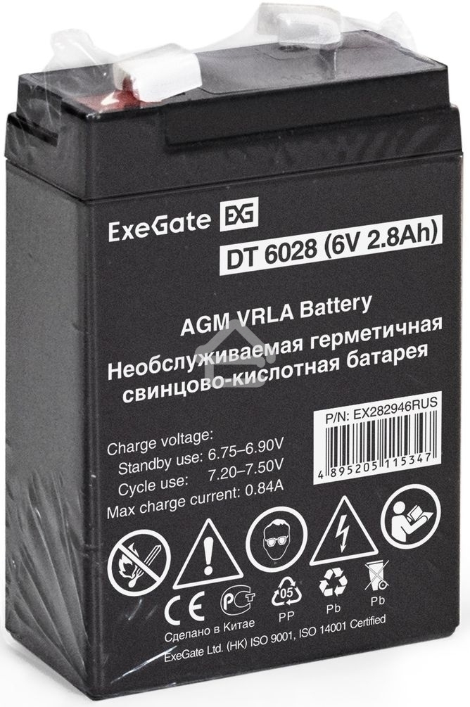 Батарея ExeGate DT 6028 (6V 2.8Ah), клеммы F1