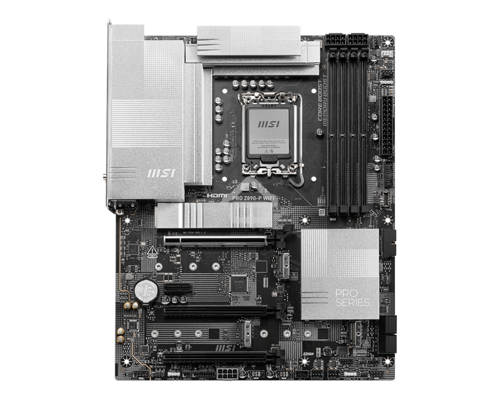 Материнская плата MSI PRO Z890-P WIFI, LGA 1851, Intel Z890, 4xDDR5, 4xSATA, 4xM.2, 1xPCIe 5.0 x16, 2xPCIe 4.0 x4, 1xPCIe 3.0 x1, 1xHDMI, 1xDP, 1xUSB-C Thunderbolt 4, 1xUSB-C 3.2 Gen 2, 1x 5Gb LAN, 2xUSB-A 3.2 Gen 1, 1xUSB-A 3.2 Gen 2, 4xUSB-A 2.0, 3x3.5 