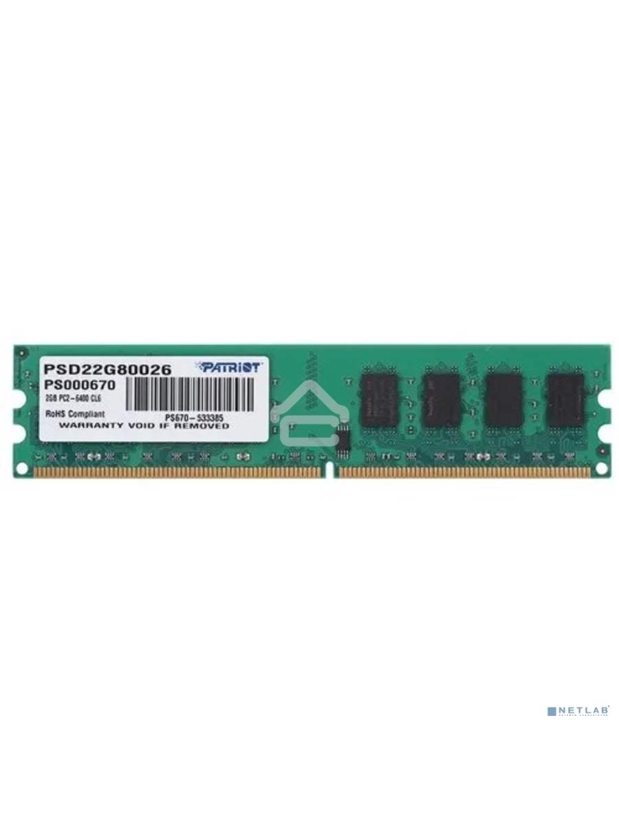 Оперативная память Patriot, DDR2, 2GB (1x2 GB), 800 MHz, CL6, DIMM